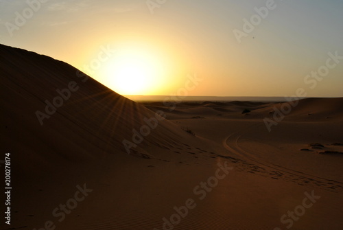 Dunas del Sahara  Marruecos  atardecer