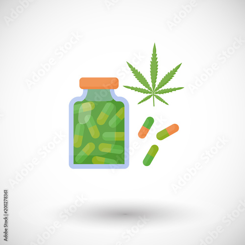 Cannabis pills vector flat icon