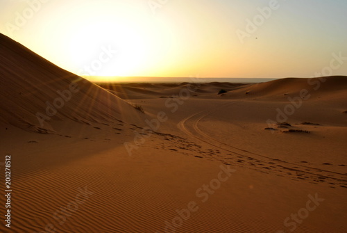 Dunas del Sahara  Marruecos  atardecer
