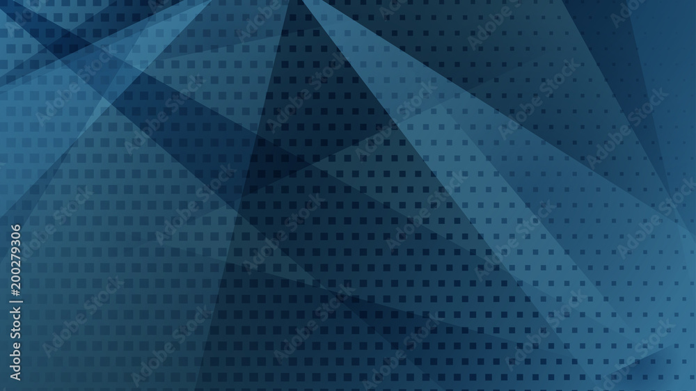 Obraz premium Abstract background of lines, polygons and halftone dots in blue colors