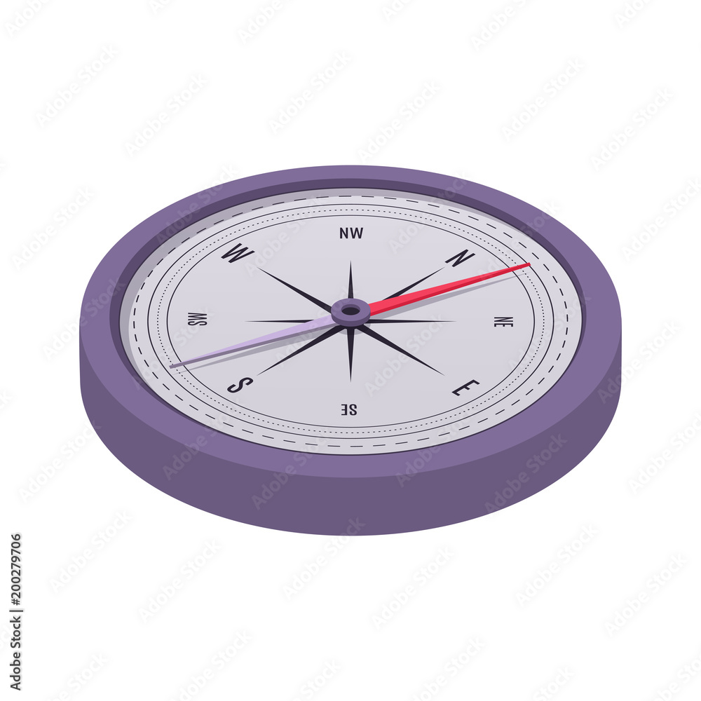 Isometric compass isolated on white background. Vector illustration Isometric compass isolated on white background. Vector illustration