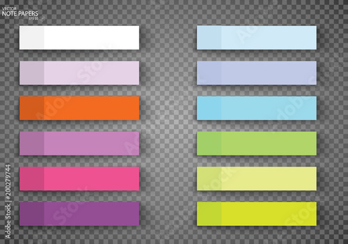Set of color sheets of note papers. Vector illustration