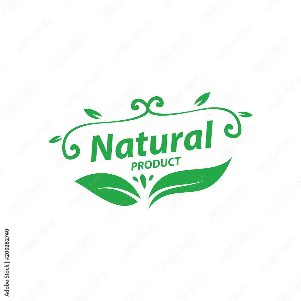 Naklejka premium Natural product logo design vector template. Leaf icon