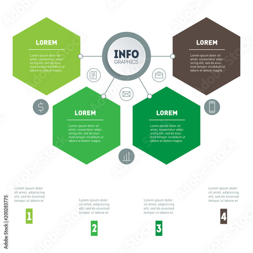 Eco infographics. The development and growth of the business. Time line of Social tendencies and trends graph. Business concept with 4 options, parts, steps or processes.