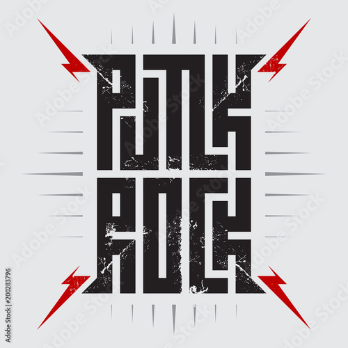 Punk Rock - t-shirt design for woman or man. T-shirt apparels cool print for girls. Punkrock - music poster with red lightnings.