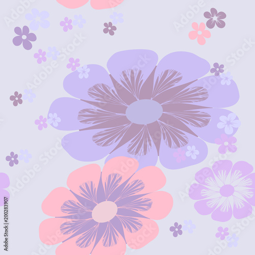 Seamless floral pattern on a spring theme in pastel colors  decorative flowers on a light blue background the pattern is suitable for the design of wrapping paper   textiles.