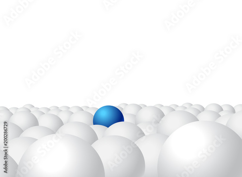 comparative with disadvantage and advantageous illustration,business competition concept and successful,circle big and small with copy space on white background,blue ball difference of shape