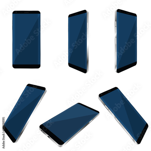 smartphone realistic set illustration
