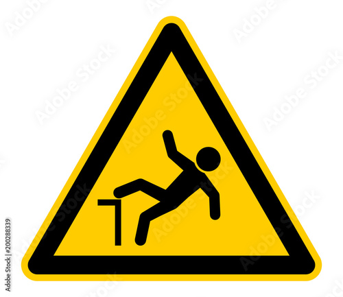 Wallpaper Mural wso326 WarnSchildOrange - german - Warnzeichen: Warnung vor Absturzgefahr - english - warning sign - risk of falling / fall hazard - triangular yellow - xxl g5994 Torontodigital.ca