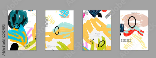 Abstract collage made with scribbles  markercanyon strokesblack geometric shapes