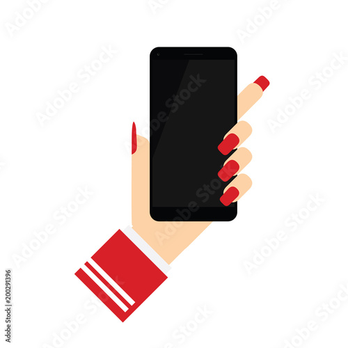 smartphone realistic in woman hand illustration