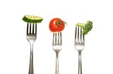 cucumber tomato with fork