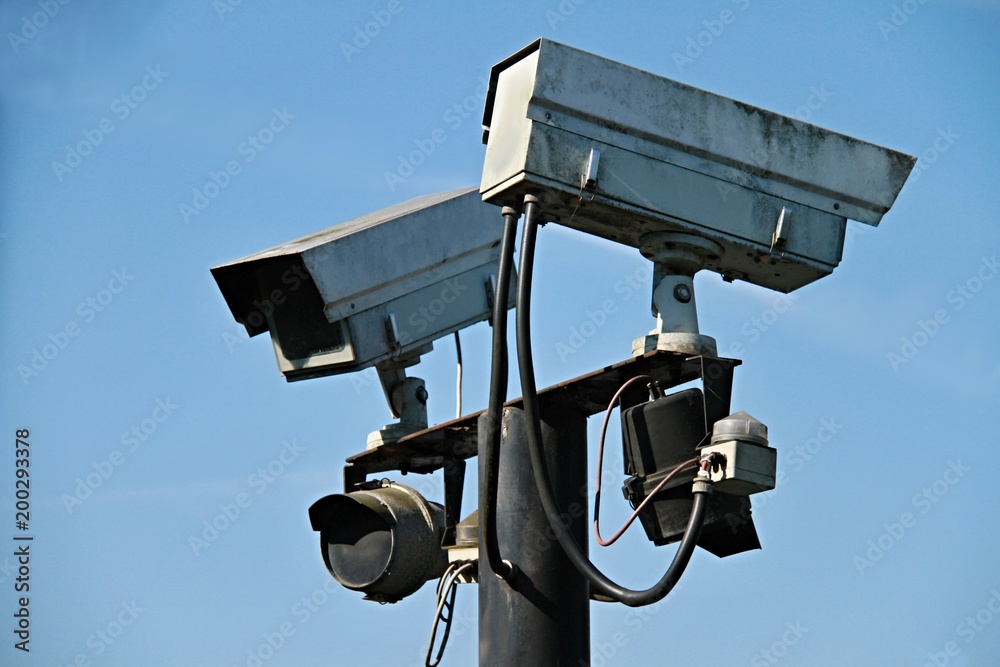 security camera on a metal pole security camera on a metal pole
