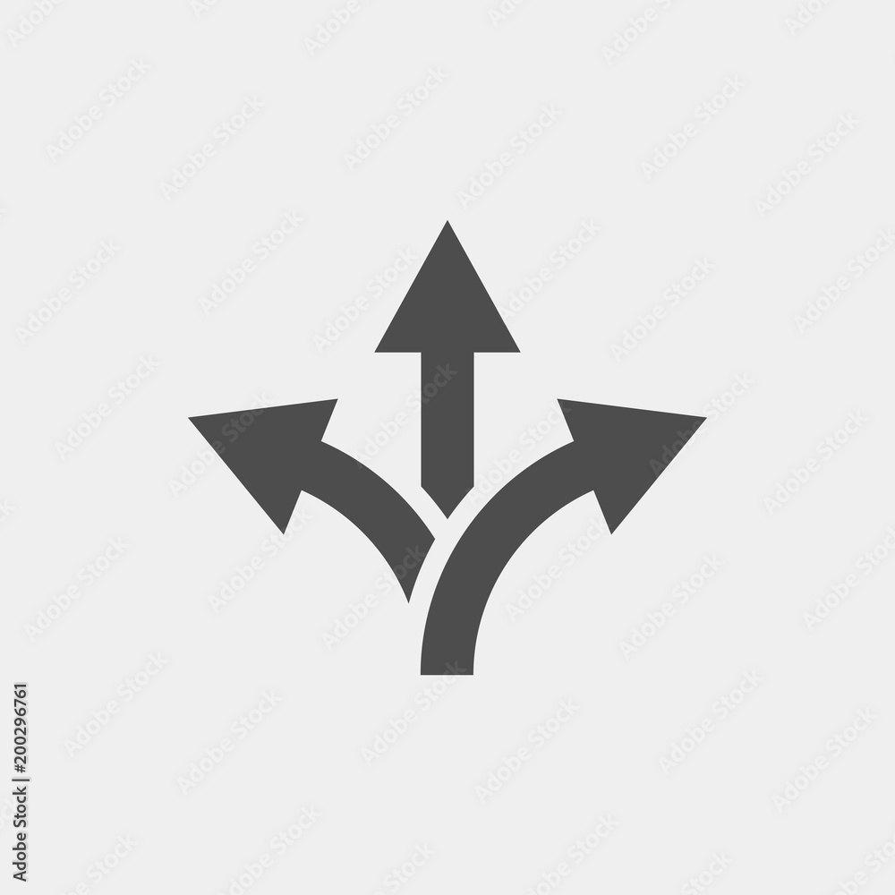 Branching arrow flat vector icon. Arrow triple flat vector icon