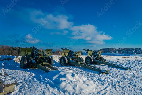 Outdoor view of antiaircraft gun in Trondheim