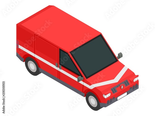 red isometric car for transportation of goods stock vector image