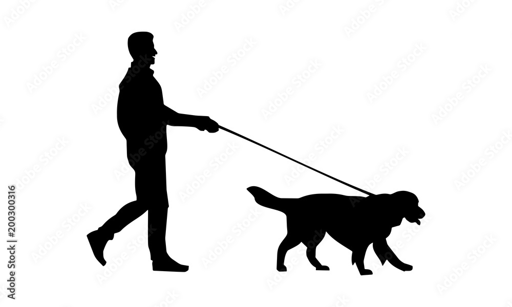 Man Walking Dog Silhouette