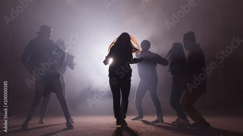 Concept of dancing at disco party. Having fun with friends.