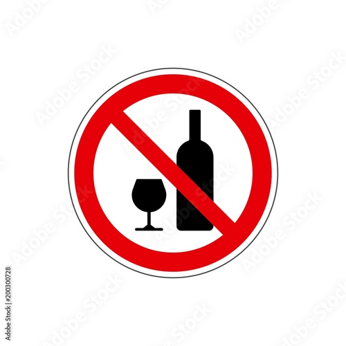 STOP! No alcohol sign. VECTOR. The icon with a red contour on a white background. For any use. Illustration.