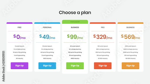 Pricing plans and tables for web and application. Template internet banner with price and copy space.