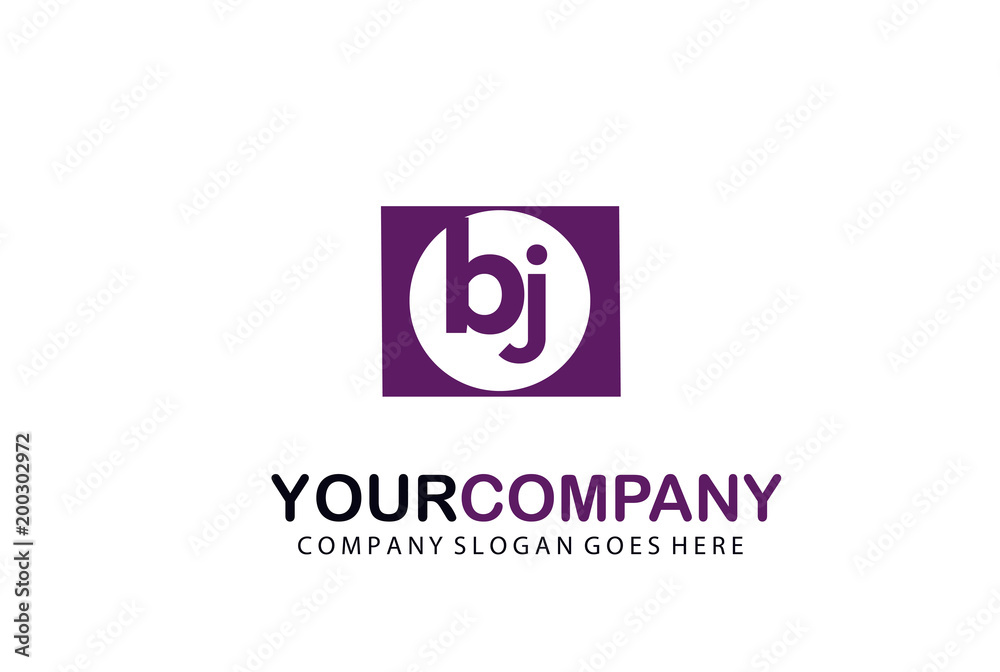 Initial Letter BJ  in a Circle Logo Vector Business Design