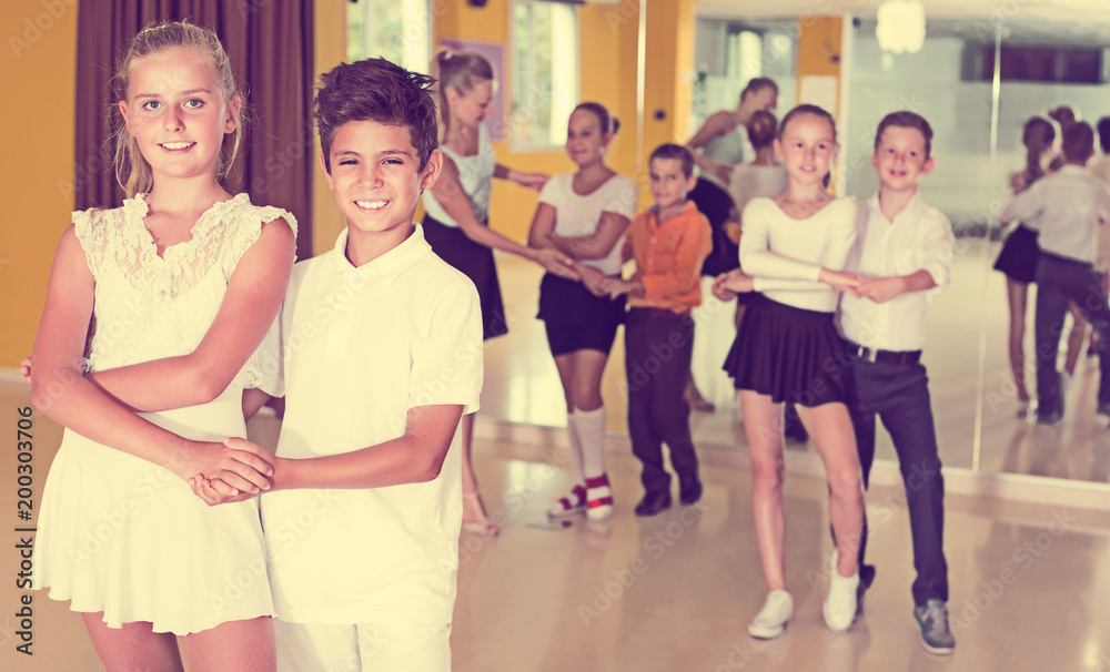 Fototapeta premium Children dancing in studio