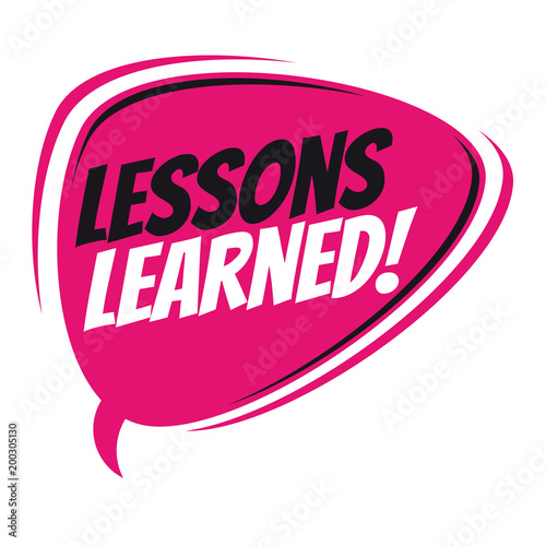 lessons learned retro speech bubble
