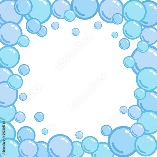 Bubble frame, place for text from blobs, soap blister bounding box, foam border, vector illustration