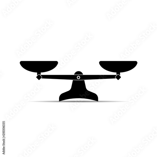Scales icon. Vector black scale single symbol.