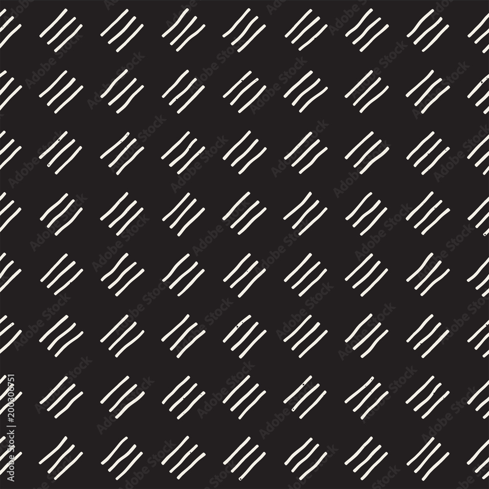 Hand drawn seamless repeating pattern with checker lines tiling. Grungy freehand background texture.