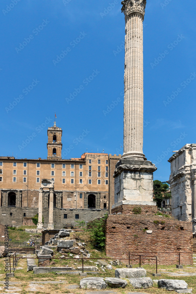 Capitoline Hill, Septimius Severus Arch at Roman Forum in city of Rome, Italy