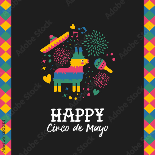 Happy cinco de mayo cute mexican pinata card