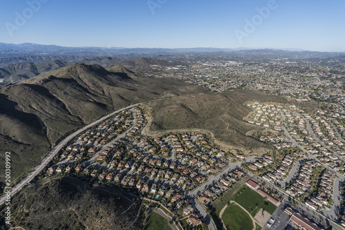 Aerial view of Newbury Park and Thousand Oaks in Ventura County near Los Angeles, California. photo