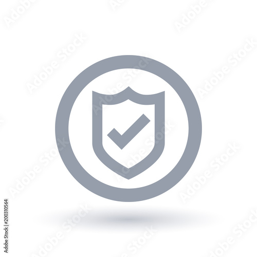 Shield tick icon. secure badge checkmark symbol. Secured website sign in circle outline. Vector illustration.