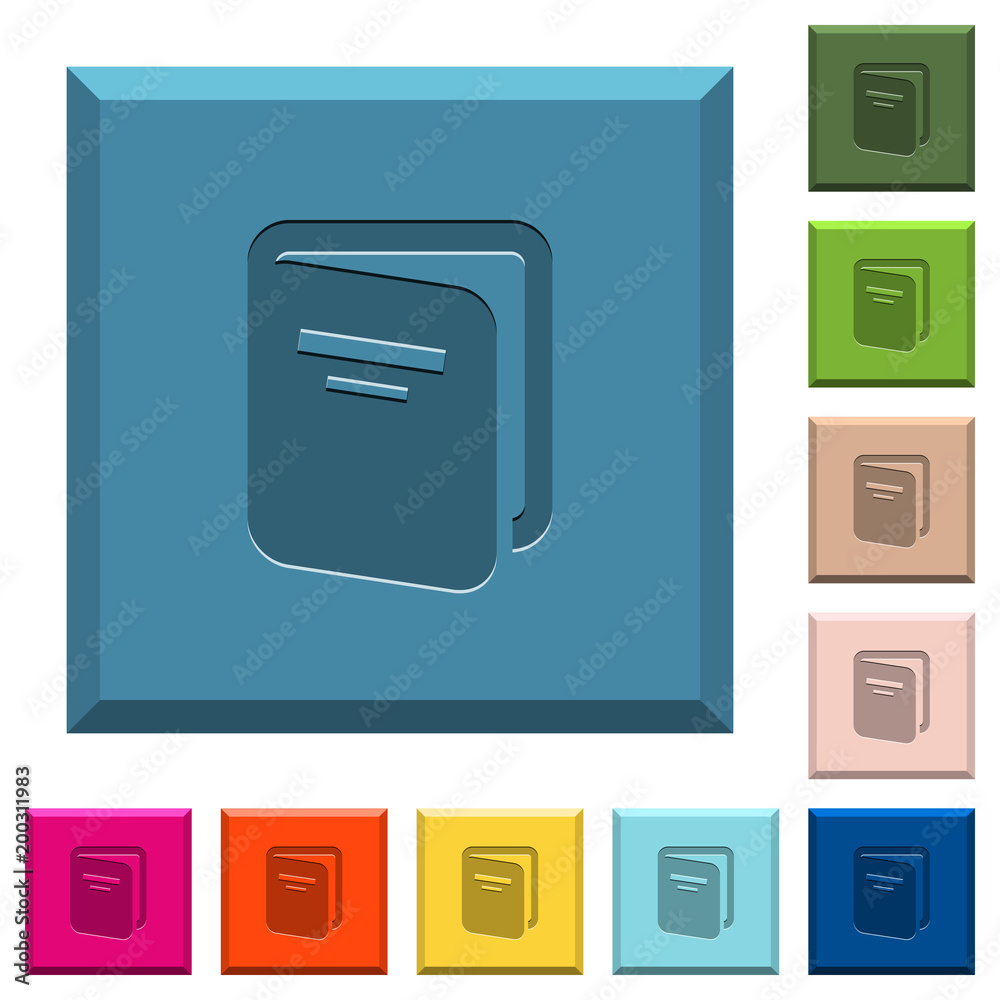 Album engraved icons on edged square buttons Album engraved icons on edged square buttons