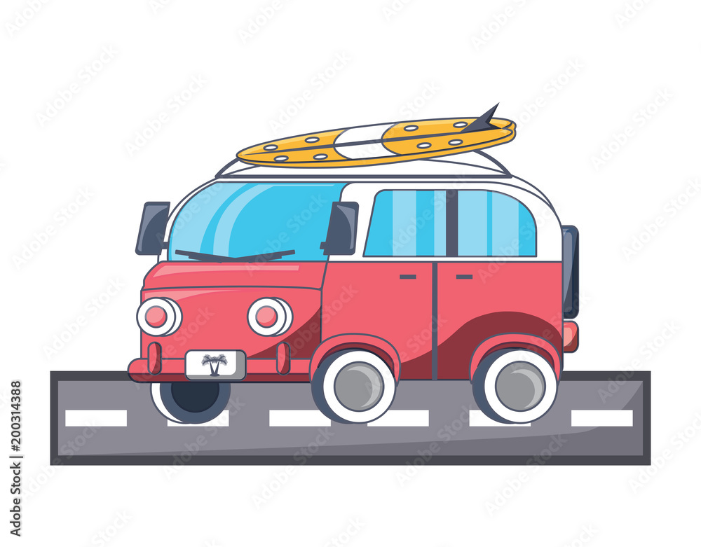 surf van icon over white background, colorful design. vector illustration surf van icon over white background, colorful design. vector illustration