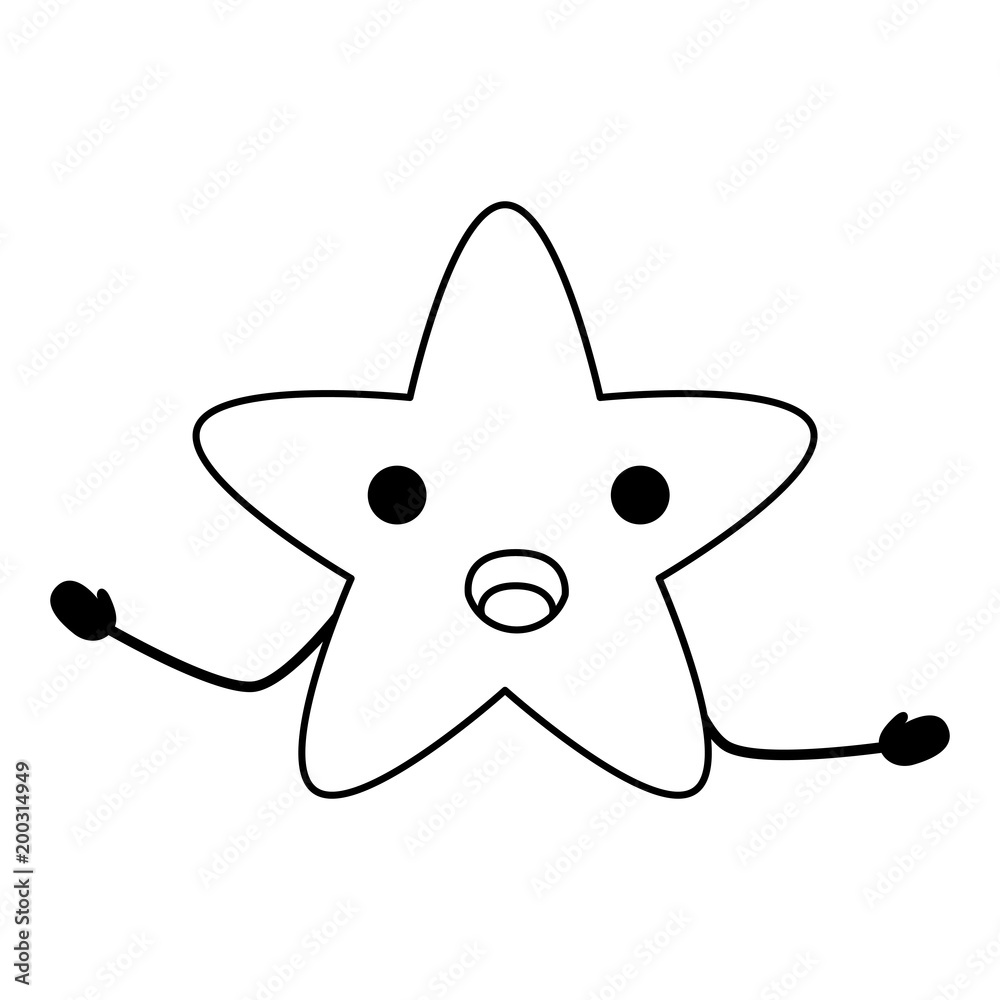 Kawaii surprised sea star icon over white background, vector illustration Kawaii surprised sea star icon over white background, vector illustration