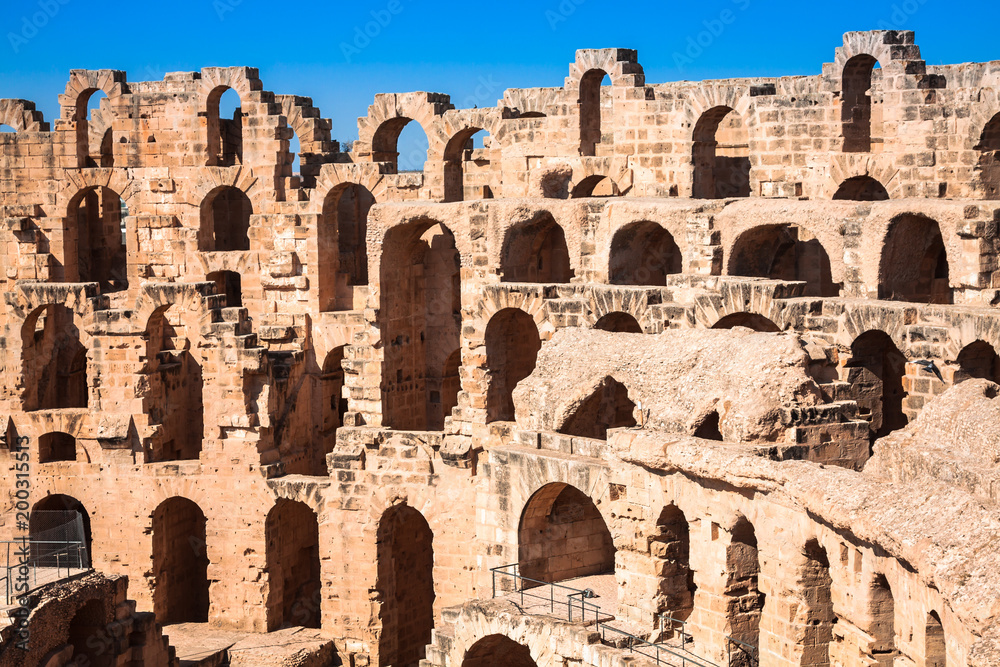 Amphitheater in El Jem, Tunisia Amphitheater in El Jem, Tunisia