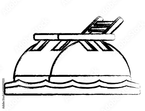 sketch of beach seat on the sand over white background, vector illustration