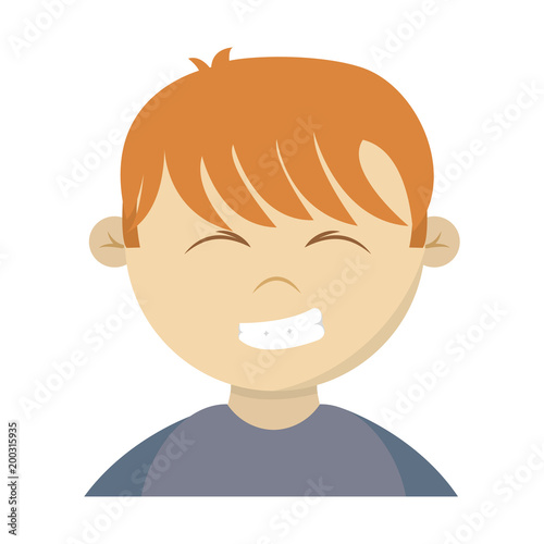 happy boy head with hairstyle and t-shirt photo