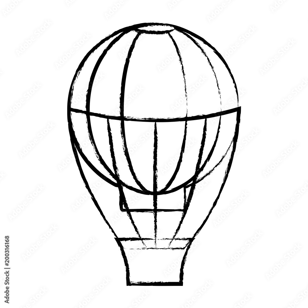 Obraz premium sketch of hot air balloon icon over white background, vector illustration