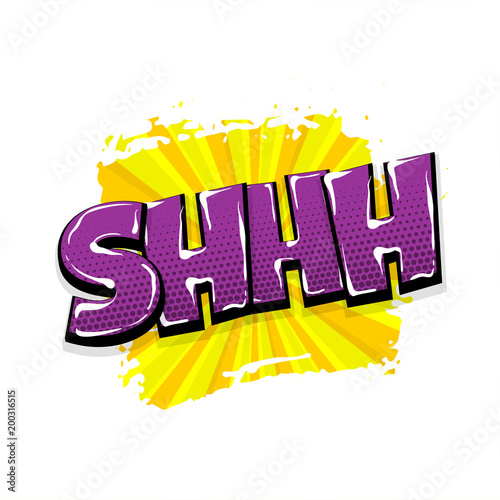 shh radial hand drawn pictures effects. Template comics grunge speech bubble brush halftone dot background. Pop art style. Comic dialog text cloud. Creative sketch explosion.