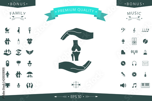Hands holding knee-joint - protection symbol