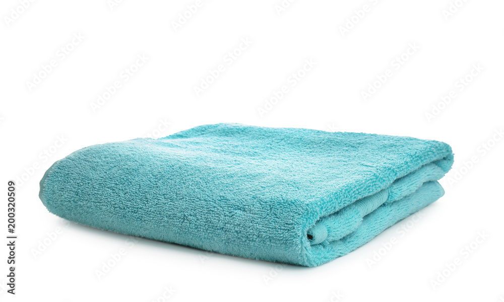 Clean soft towel on white background Clean soft towel on white background