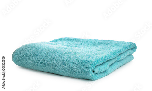 Clean soft towel on white background
