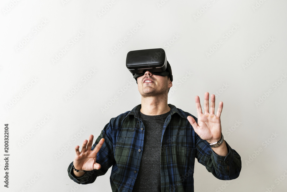 A man with VR headset A man with VR headset