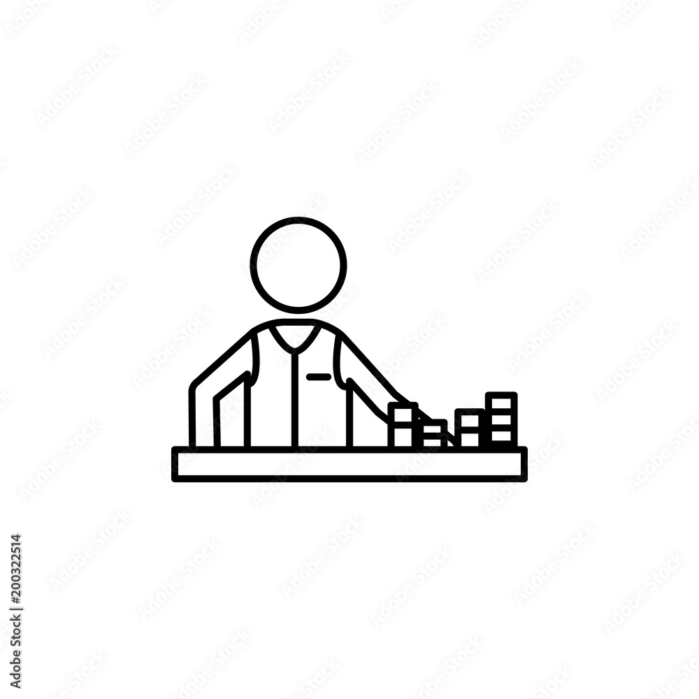 player in a casino with chips icon. Element of casino for mobile concept and web apps. Thin line icon for website design and development, app development. Premium icon player in a casino with chips icon. Element of casino for mobile concept and web apps. Thin line icon for website design and development, app development. Premium icon