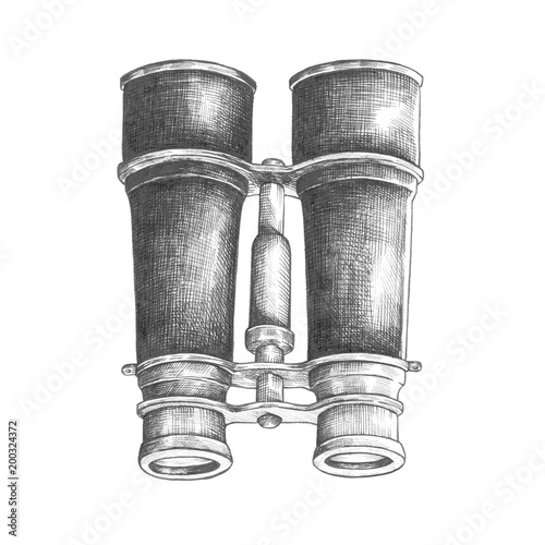 Obraz na plátně Hand drawn binoculars isolated on background