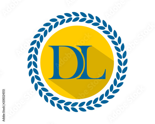 D and L yellow gestalt initial circle typography typeface typeset logotype alphabet image vector icon