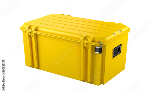 3d render. Yellow plastic case on the lock
